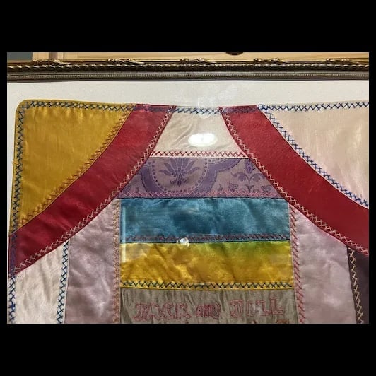 Antique Victorian CRAZY QUILT Nursery Rhyme Framed - 4