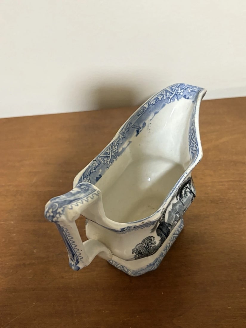 Blue & Black Staffordshire Gravy Boat - 3