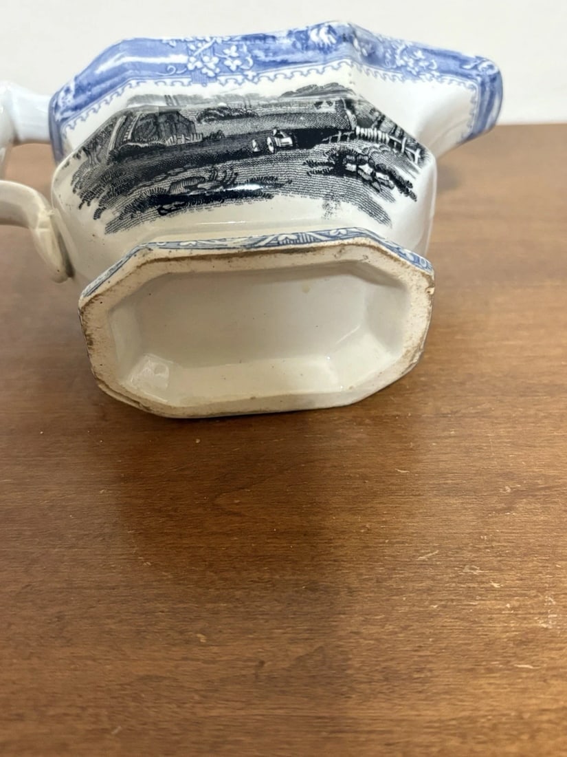 Blue & Black Staffordshire Gravy Boat - 4