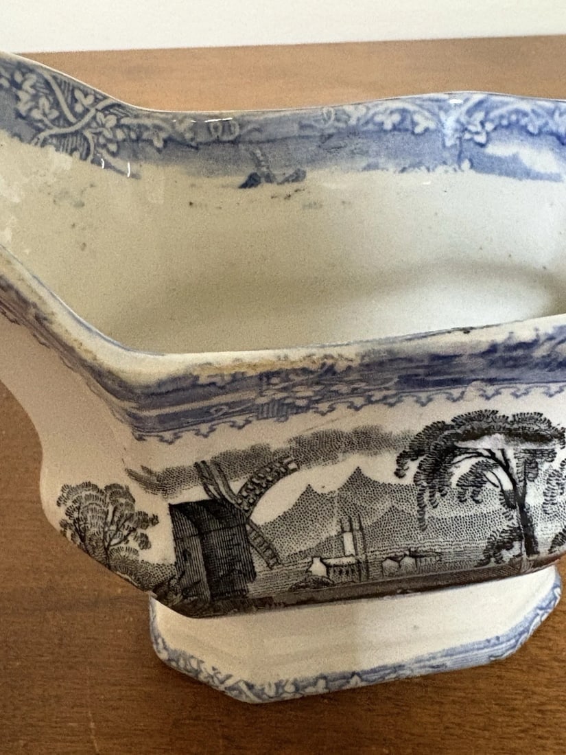 Blue & Black Staffordshire Gravy Boat - 5