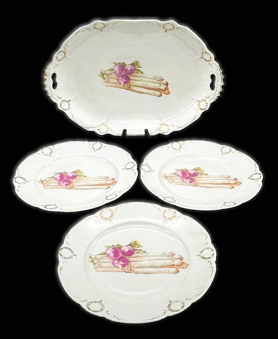 WEIMAR GERMANY SERVING PLATTER and PLATES ASPARAGUS (1 of 4)