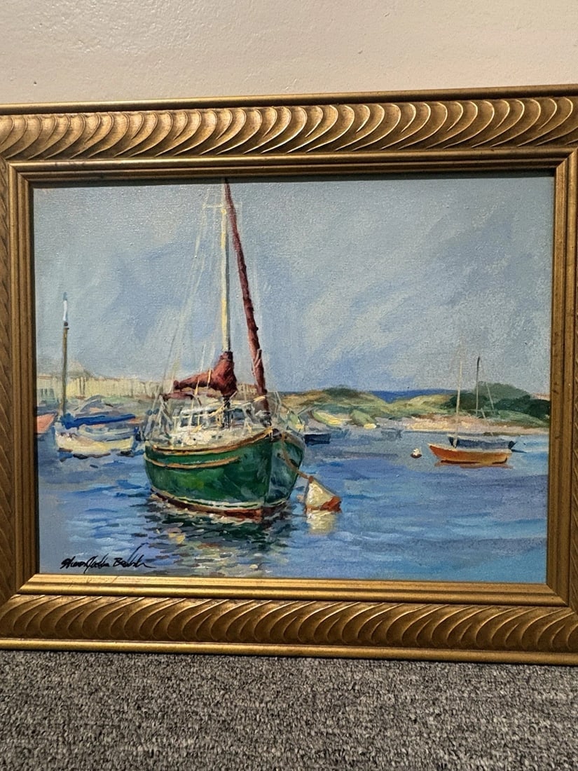 Sharon Jordan Bahosh Oil On Canvas Oaks Bluff Harbor Martha’s Vineyard Painting - 2