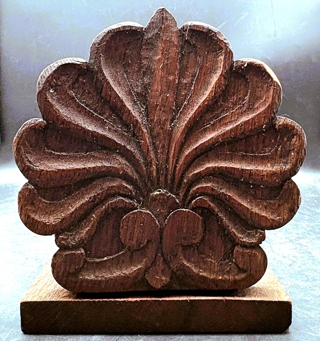 Vintage Wood Slide Expandable Book Rack Holder Shelf Hand Carved Flowers Fleur De Lis Signed (1 of 4)