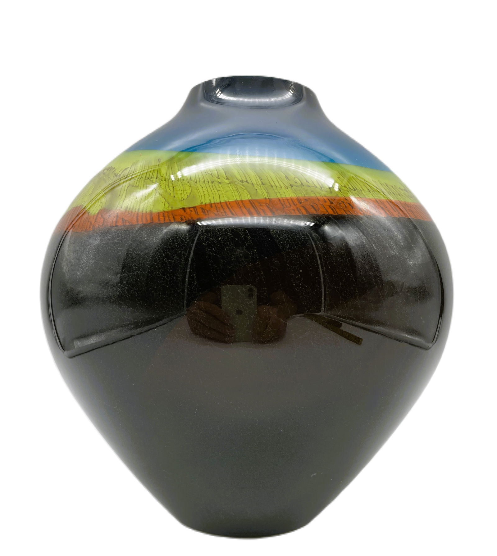 STUDIO ART GLASS VASE RONALD GUY CORRIE, SIGNED DATED 1981 - 2
