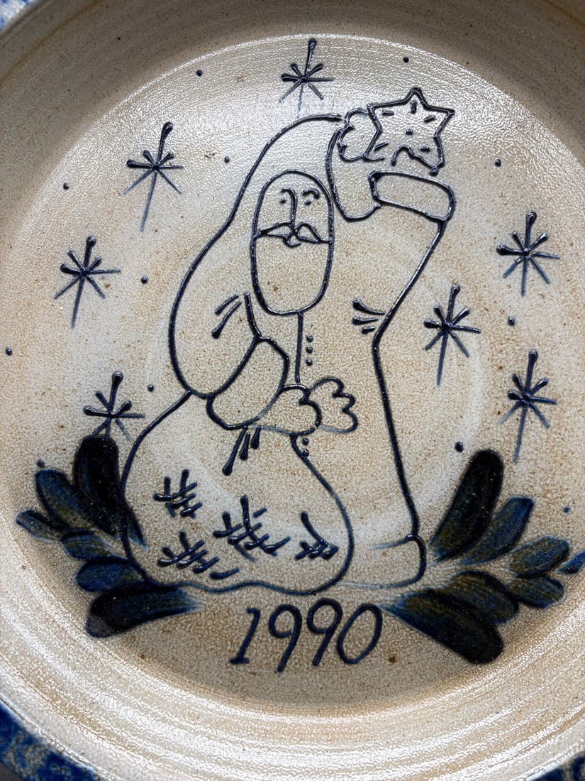 1990 Eldreth Stoneware Pottery Christmas Pie Plate - 2