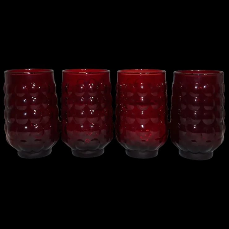 Anchor Hocking Royal Ruby Bubble Glass 7 oz. Flat Juice Glass (1 of 5)