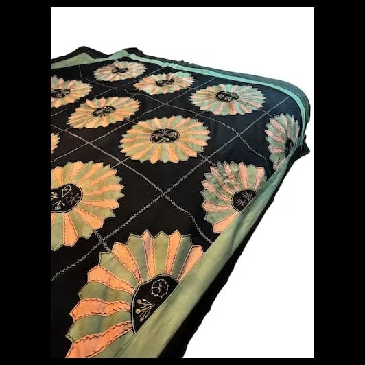 Antique Crazy Quilt Top 72”x82” Hand Stitched Patchwork Wool Quilt - 2