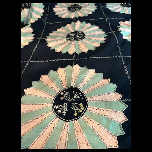 Antique Crazy Quilt Top 72”x82” Hand Stitched Patchwork Wool Quilt - 6