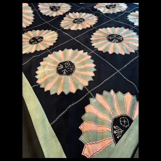 Antique Crazy Quilt Top 72”x82” Hand Stitched Patchwork Wool Quilt - 8