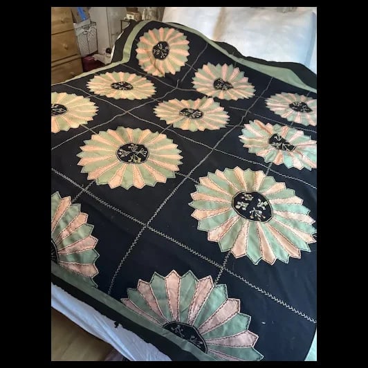 Antique Crazy Quilt Top 72”x82” Hand Stitched Patchwork Wool Quilt - 9