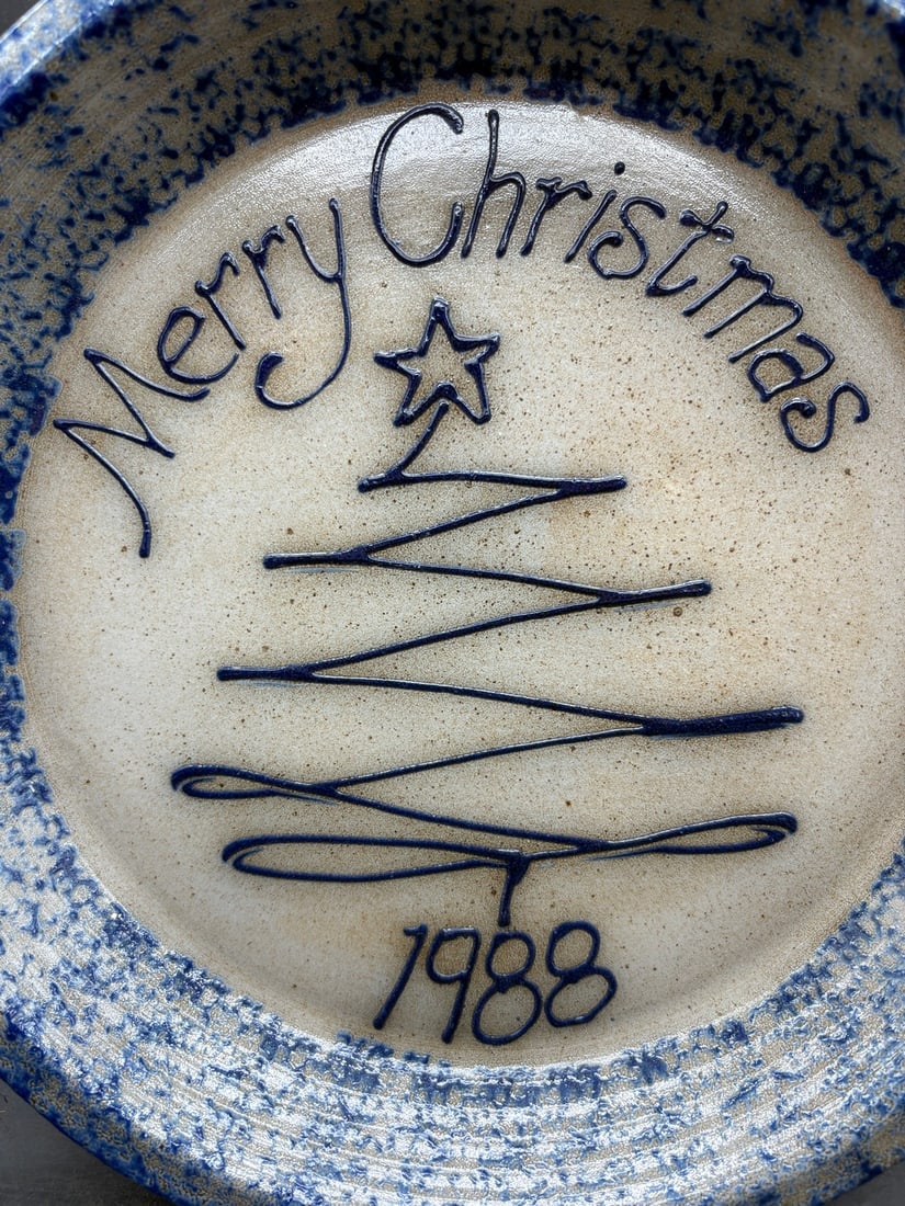 1988 Eldreth Stoneware Pottery Christmas Pie Plate - 2