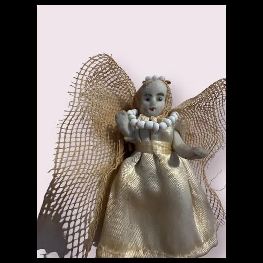 Angel all Bisque Antique 2 1/4" jointed arms and legs Factory Original - 2