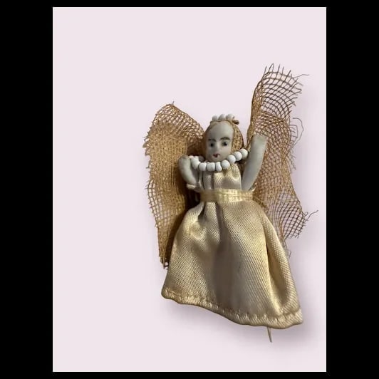 Angel all Bisque Antique 2 1/4" jointed arms and legs Factory Original - 3