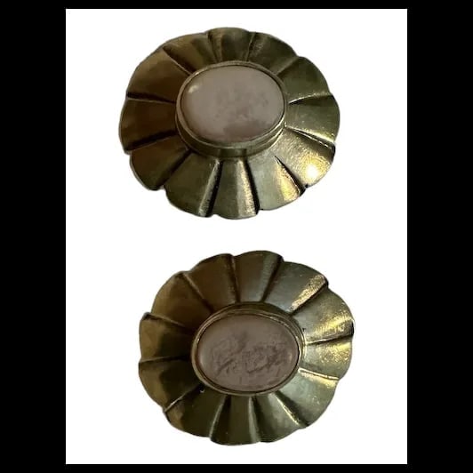 Vintage sterling silver & mother of pearl Zuni clip on earrings - 3