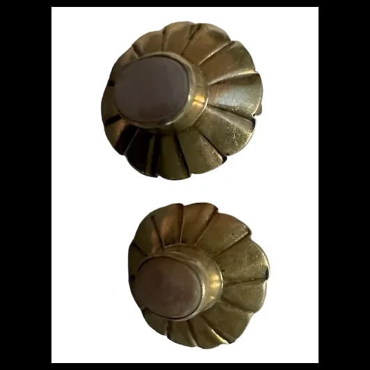 Vintage sterling silver & mother of pearl Zuni clip on earrings - 6