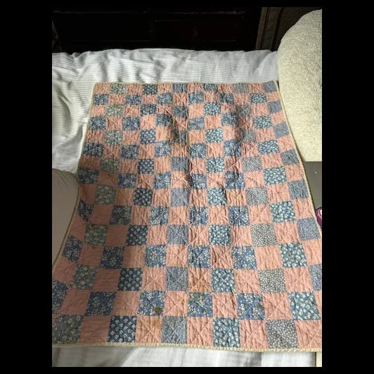 Vintage cloth Doll w/ her Quilt - 10