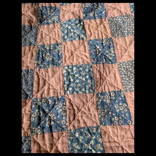 Vintage cloth Doll w/ her Quilt - 11