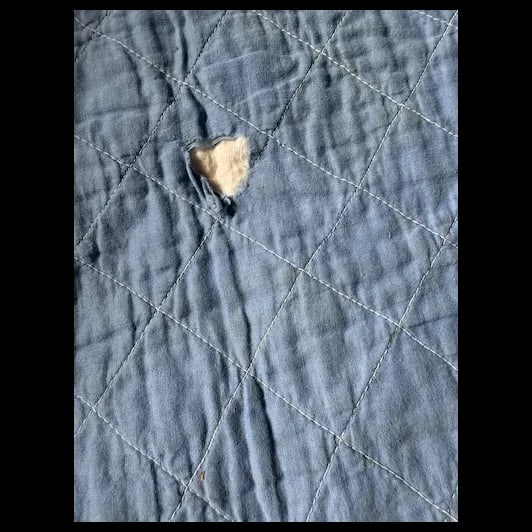 Vintage cloth Doll w/ her Quilt - 12