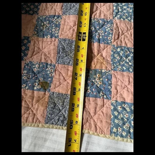 Vintage cloth Doll w/ her Quilt - 13