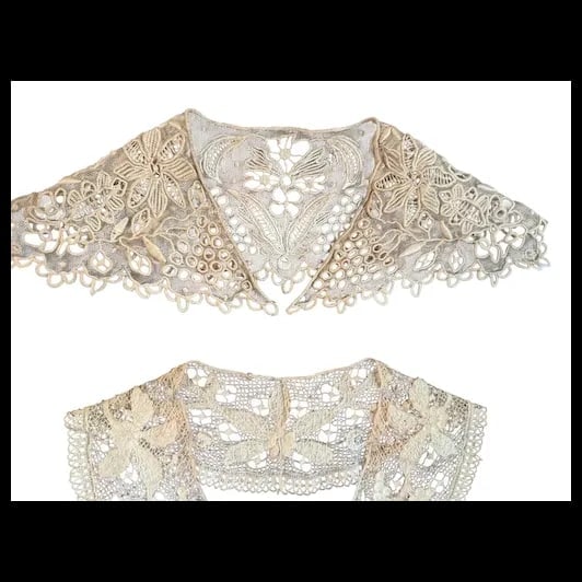 Antique 19th c Victorian hand done three Lace Collars Framed - 6