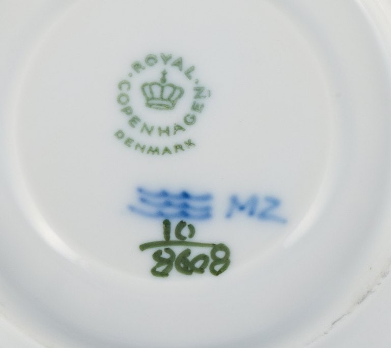 Royal Copenhagen, blue flower angular, six coffee cups with six saucers. - 5