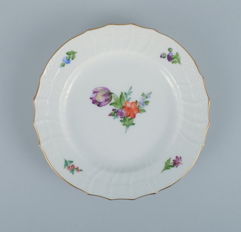 Royal Copenhagen, Light Saxon Flower, four lunch plates. - 4