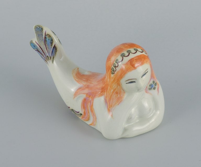 Doreen Middelboe for Aluminia/Royal Copenhagen, faience mermaid figure. - 2