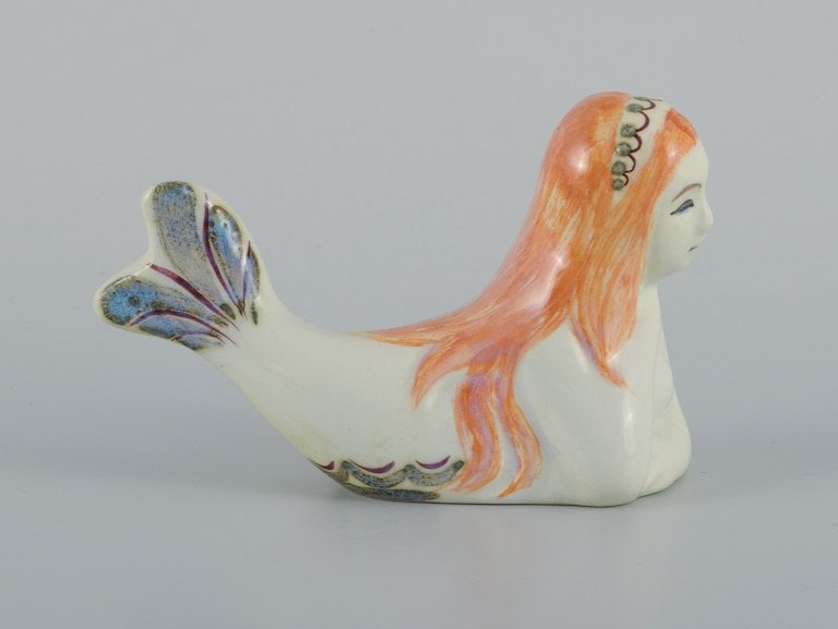 Doreen Middelboe for Aluminia/Royal Copenhagen, faience mermaid figure. - 3