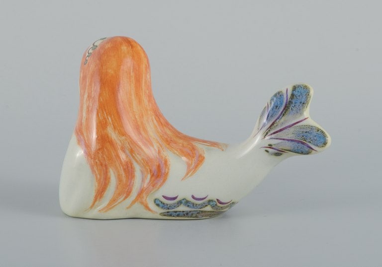 Doreen Middelboe for Aluminia/Royal Copenhagen, faience mermaid figure. - 4