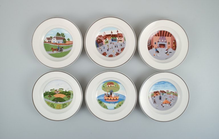 Villeroy & Boch, design Gérard Laplau. A set of six deep porcelain plates. (1 of 8)
