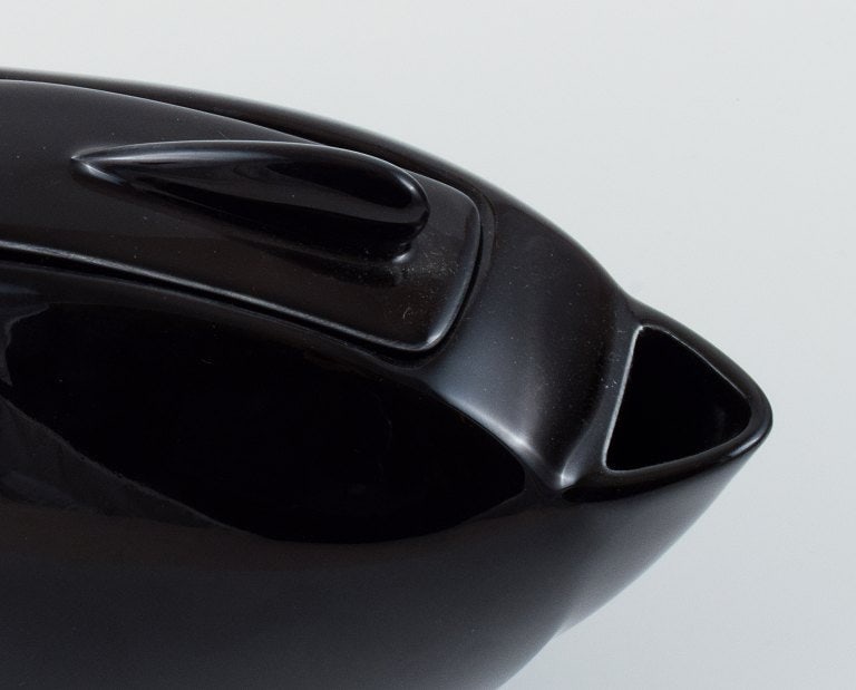 Black designer teapot in porcelain. Late 1900s. - 5