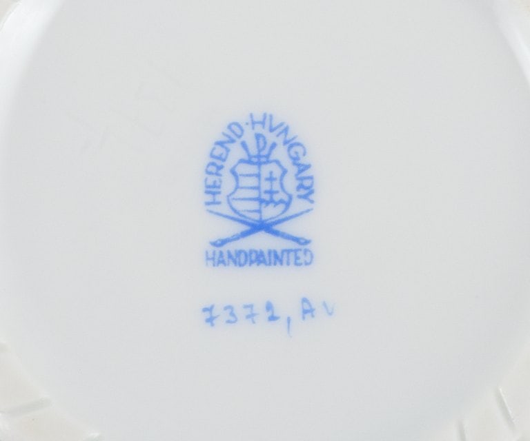 Herend Green Chinese Bouquet, three small bowls in hand-painted porcelain. - 6