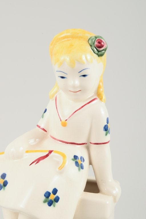 Aluminia, Denmark, Rare Childcare figure of the shepherdess from 1954. - 3