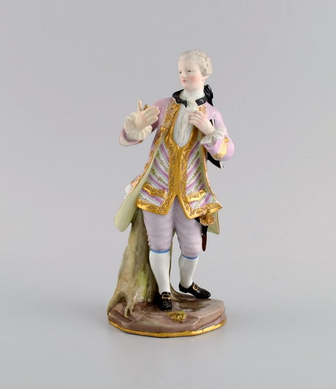 Antique Meissen porcelain figure. Noble gentleman with gold watch. Late 19th century. (1 of 7)