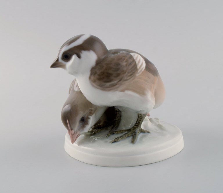 Rare Bing & Grøndahl porcelain figure. Two birds. Model number 1778. Early 20th century. - 4