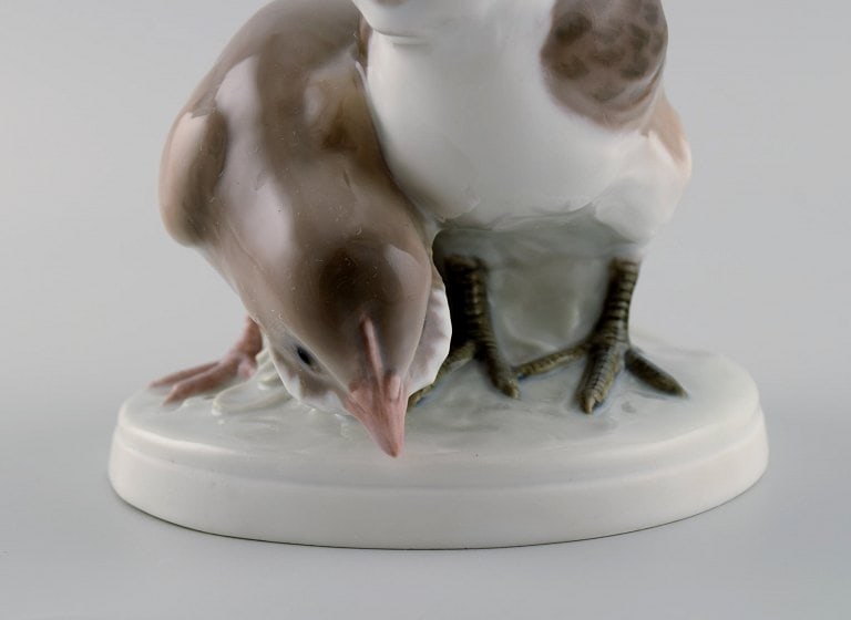 Rare Bing & Grøndahl porcelain figure. Two birds. Model number 1778. Early 20th century. - 5