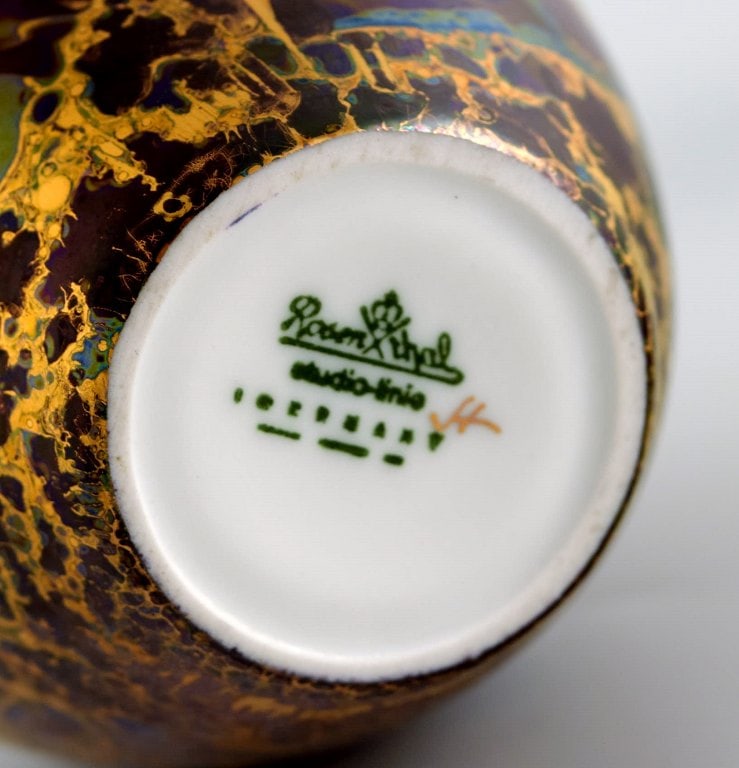 Two Rosenthal porcelain vases. Beautiful marbled gold decoration. 1980s. - 6