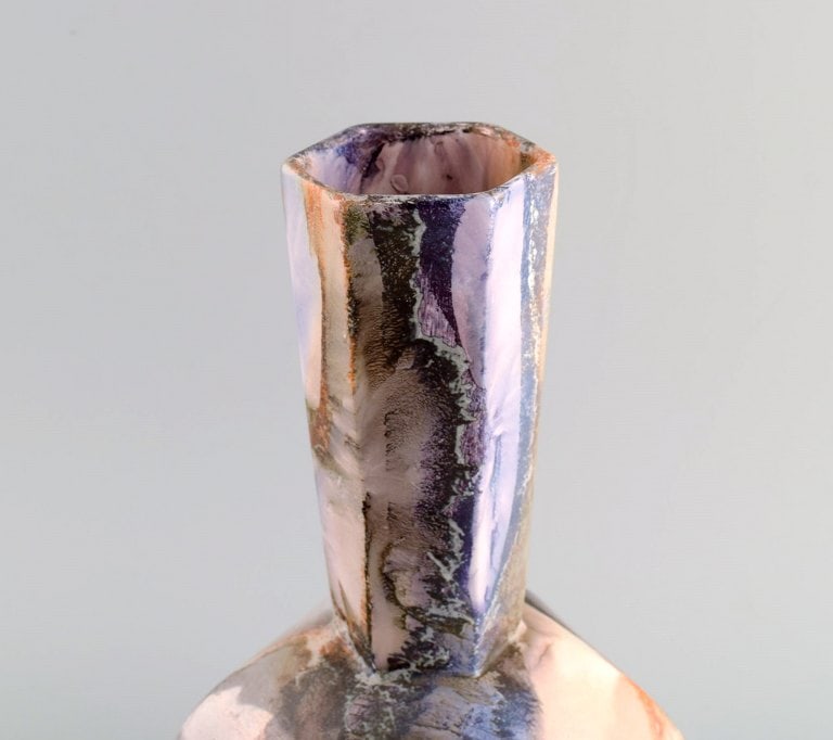 Arabia, Finland. Art deco vase in glazed faience. Beautiful marbled glaze. 1920s/30s. - 5
