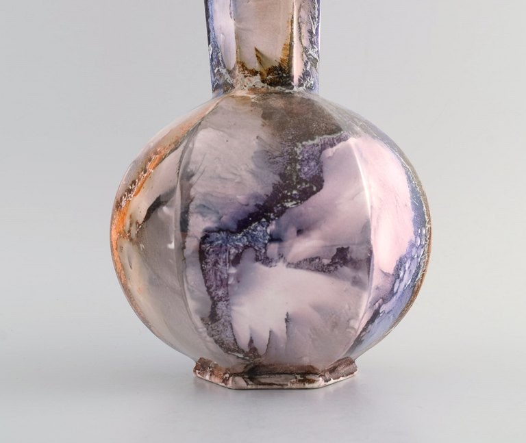 Arabia, Finland. Art deco vase in glazed faience. Beautiful marbled glaze. 1920s/30s. - 7