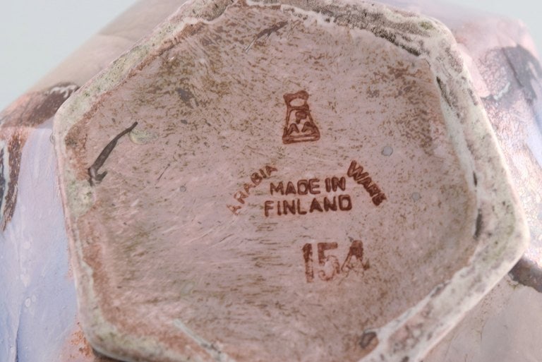 Arabia, Finland. Art deco vase in glazed faience. Beautiful marbled glaze. 1920s/30s. - 9