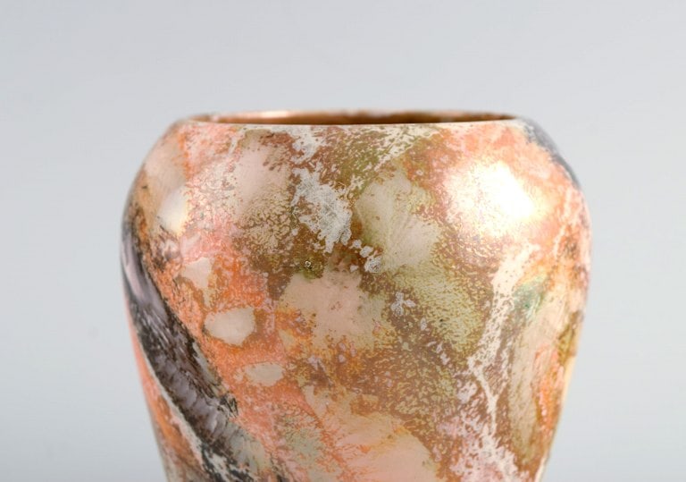 Arabia, Finland. Art deco vase in glazed faience. Beautiful marbled glaze. 1920/30s. - 4