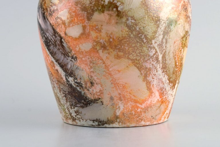 Arabia, Finland. Art deco vase in glazed faience. Beautiful marbled glaze. 1920/30s. - 5