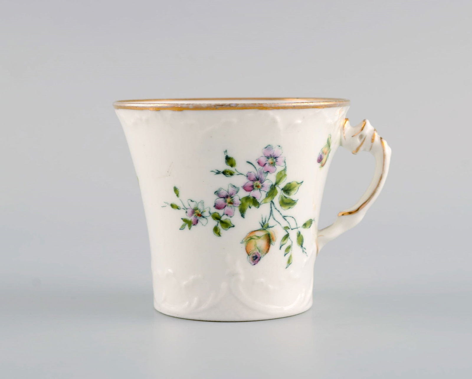10 Rörstrand coffee cups with saucers in hand-painted porcelain. Flowers, gold edge and foliage - 3