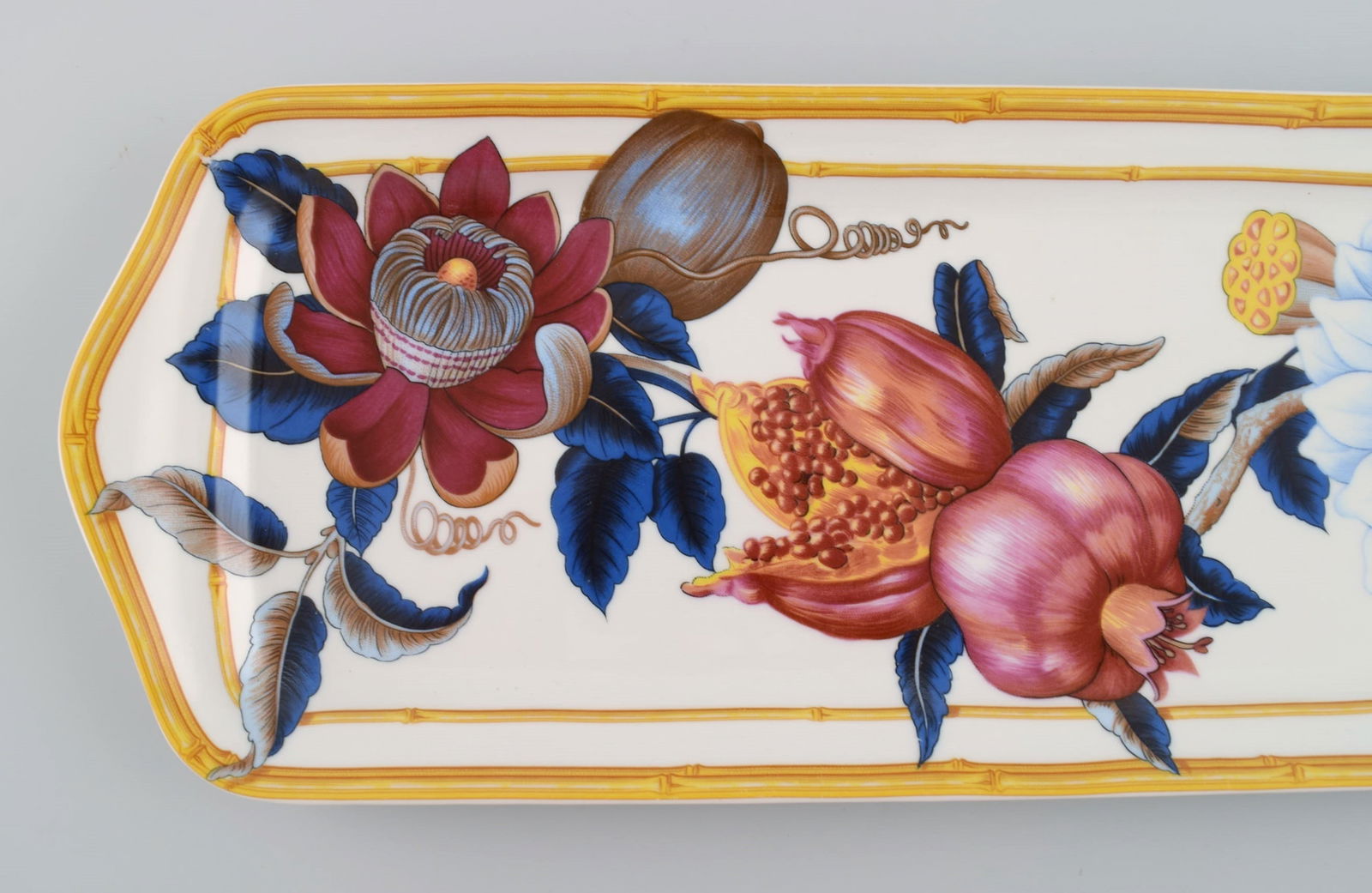 Porcelain of Paris. "Tropical Aurore". Oblong porcelain tray decorated with flowers, pomegranates - 2