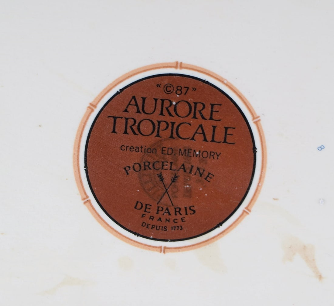 Porcelain of Paris. "Tropical Aurore". Oblong porcelain tray decorated with flowers, pomegranates - 5