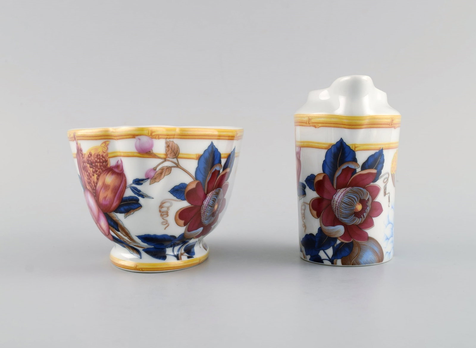 Porcelain of Paris. "Tropical Aurore". Three porcelain jugs decorated with flowers, pomegranates and - 3