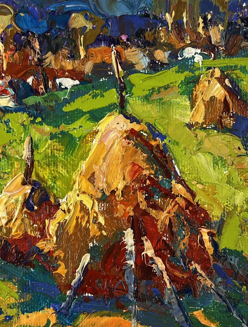 Oil painting Haystacks outside the village Oksana Ivanyuk - 10