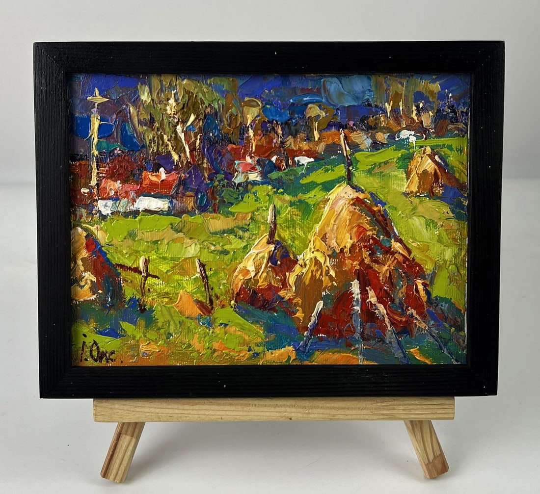 Oil painting Haystacks outside the village Oksana Ivanyuk: Title: Oil painting Haystacks outside the village Oksana Ivanyuk Description: NoAAA6273 *** ABOUT THIS PAINTING *** * TITLE: "Haystacks outside the village" * ARTISTS: Oksana Ivanyuk* SIZE: 15x20 cm/5