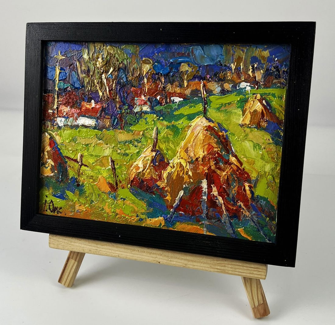 Oil painting Haystacks outside the village Oksana Ivanyuk - 2