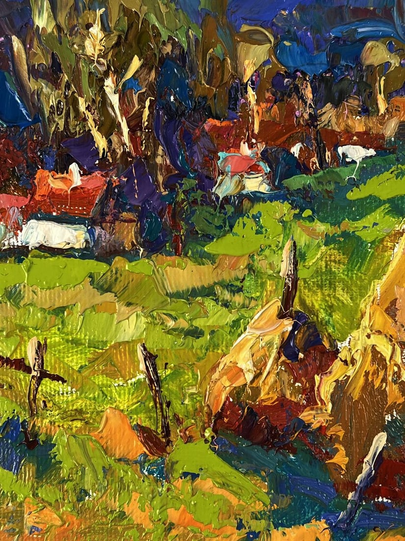 Oil painting Haystacks outside the village Oksana Ivanyuk - 6